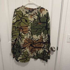 Predator Camo Men's Lons Sleeve Green Brown Camo Shirt Size XL